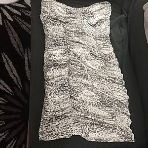 White/gray animal print mini dress